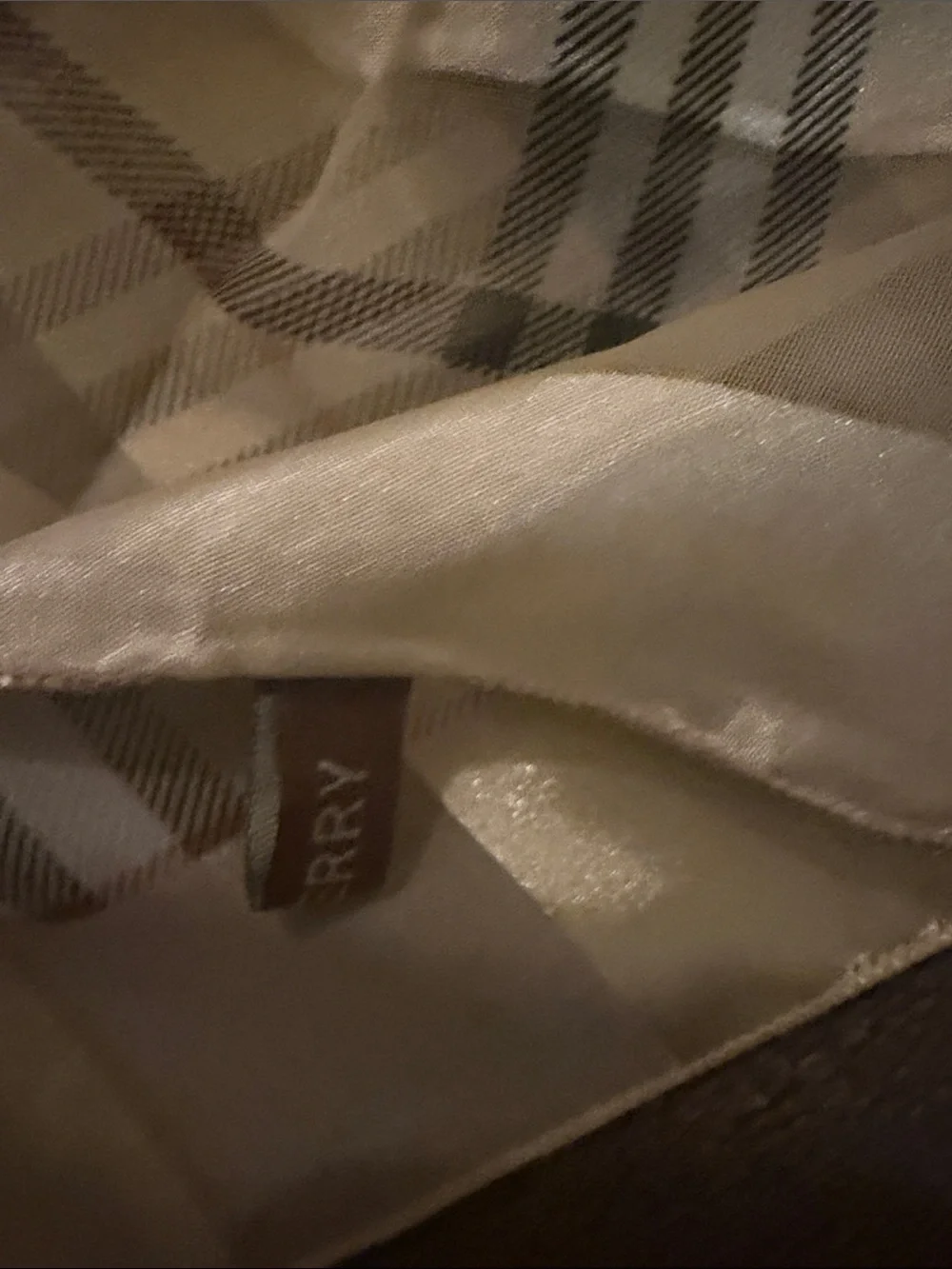 Burberry Cream and Brown Classic Check Silk Scarf